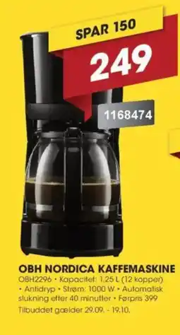 Punkt1 Obh nordica kaffemaskine tilbud
