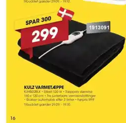 Punkt1 Kulz varmetæppe tilbud