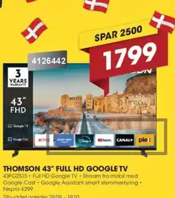 Punkt1 Thomson 43" full hd google tv tilbud
