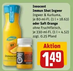 REWE DE Innocent Immun Shot Ingwer + oder Saft Orange tilbud