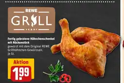 REWE DE Fertig gebratene Hähnchenschenkel mit Rückenstück tilbud