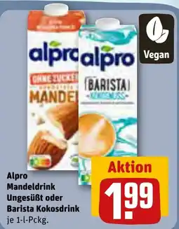 REWE DE Alpro Mandeldrink Ungesüßt oder Barista Kokosdrink tilbud
