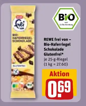 REWE DE REWE frei von - Bio-Haferriegel Schokolade Glutenfrei* tilbud