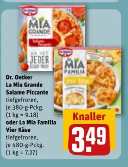 REWE DE Dr. Oetker La Mia Grande Salame, oder La Mia Familia Vier Käse Piccante tilbud