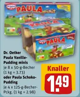 REWE DE Dr. Oetker Paula Vanille- Pudding minis, oder Paula Schoko- Pudding tilbud