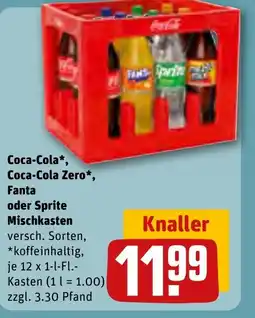 REWE DE Coca-Cola, Coca-Cola Zero Fanta oder Sprite Mischkasten tilbud