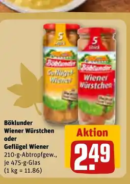REWE DE Böklunder Wiener Würstchen oder Geflügel Wiener tilbud