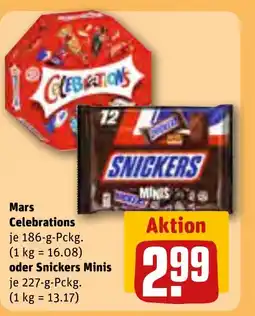 REWE DE Mars Celebrations, oder Snickers Minis tilbud