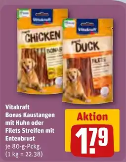 REWE DE Vitakraft Bonas Kaustangen mit Huhn oder Filets Streifen mit Entenbrust tilbud