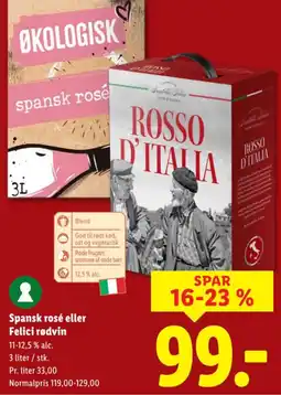 Lidl Spansk rosé eller felici rødvin tilbud