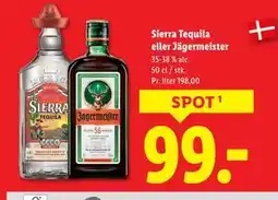 Lidl Sierra Tequila eller Jägermeister, DKK 99 tilbud