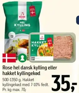 Føtex Rose hel dansk kylling eller hakket kyllingekød tilbud