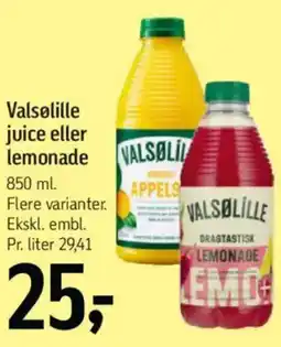Føtex VALSØLILLE juice eller lemonade tilbud