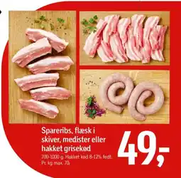 Føtex Spareribs, flæsk i skiver, medister eller hakket grisekød tilbud
