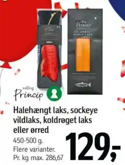 Føtex Halehængt laks, sockeye vildlaks, koldrøget laks tilbud