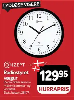 Din Isenkræmmer Radiostyret vægur, DKK 129.95 tilbud