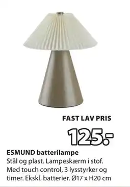 JYSK ESMUND batterilampe, DKK 125 tilbud