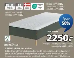 JYSK SUMELVI + KOLA boxmadras, DKK 2250 tilbud