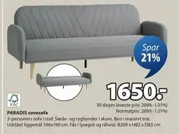 JYSK PARADIS sovesofa, DKK 1650 tilbud