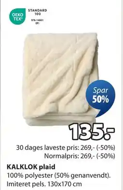 JYSK KALKLOK plaid, DKK 135 tilbud