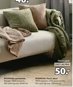JYSK ROSENVIAL fleece-plaid, DKK 50 tilbud