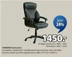 JYSK TAMDRUP kontorstol, DKK 1450 tilbud