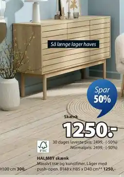 JYSK HALMBY skænk, DKK 1250 tilbud