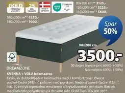 JYSK KVENNA + VOLA boxmadras, DKK 3500 tilbud