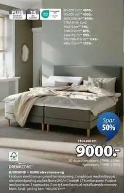 JYSK BJORSUND + MURU elevationsseng, DKK 9000 tilbud