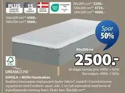 JYSK DINGLA + MURU boxmadras, DKK 2500 tilbud