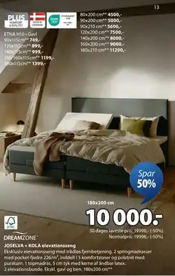 JYSK JOSELVA + KOLA elevationsseng, DKK 10000 tilbud