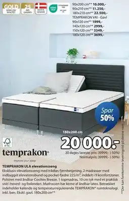 JYSK TEMPRAKON ULA elevationsseng, DKK 20000 tilbud