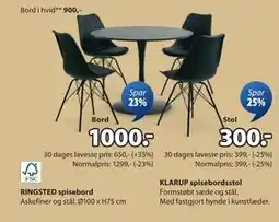 JYSK RINGSTED spisebord, DKK 1000 tilbud