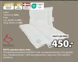 JYSK ROYAL gåsedunsdyne, baby tilbud