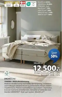 JYSK TONDRA + RESA elevationsseng, DKK 12500 tilbud