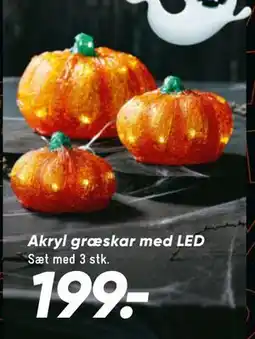 Bilka Akryl græskar med LED, DKK 199 tilbud
