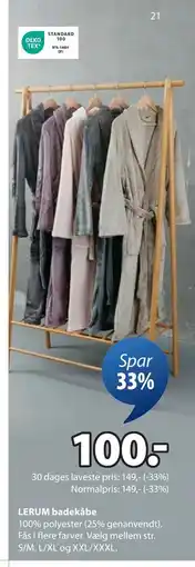 JYSK LERUM badekåbe, DKK 100 tilbud