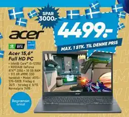 Bilka Acer 15,6” Full HD PC, DKK 4499 tilbud