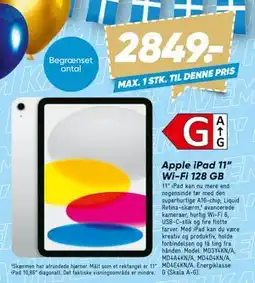 Bilka Apple iPad 11” Wi-Fi 128 GB, DKK 2849 tilbud