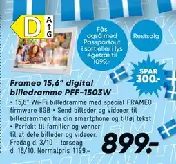 Bilka Frameo 15,6” digital billedramme PFF-1503W, DKK 899 tilbud