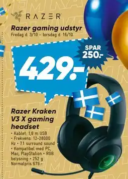 Bilka Razer Kraken V3 X gaming headset., DKK 429 tilbud