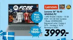 Bilka Lenovo 16” 16:10 WUXGA PC, DKK 3999 tilbud