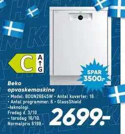 Bilka Beko opvaskemaskine, DKK 2699 tilbud