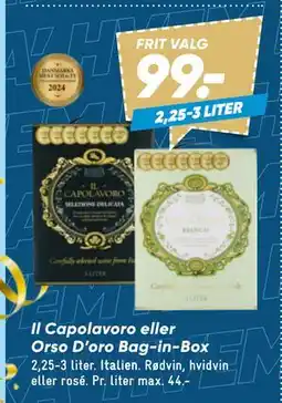 Bilka Il Capolavoro eller Orso D’oro Bag-in-Box, DKK 99 tilbud