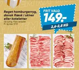 Bilka Røget hamburgerryg, dansk flæsk i skiver eller koteletter, DKK 149 tilbud