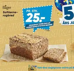 Bilka Softkerne rugbrød, DKK 25 tilbud