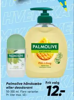 Bilka Palmolive håndsæbe eller deodorant, DKK 12 tilbud