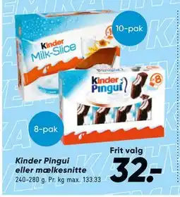 Bilka Kinder Pingui eller mælkesnitte, DKK 32 tilbud