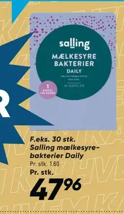 Bilka 30 stk. Salling mælkesyrebakterier Daily, DKK 47.96 tilbud