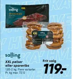 Bilka XXL pølser eller spareribs, DKK 119 tilbud